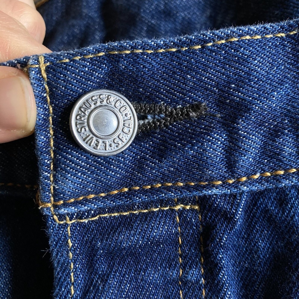 Levis 501 Original Mens Red Tab StraightFit ButtonFly Dark Wash Blue Jean 38x29 - Picture 6 of 16